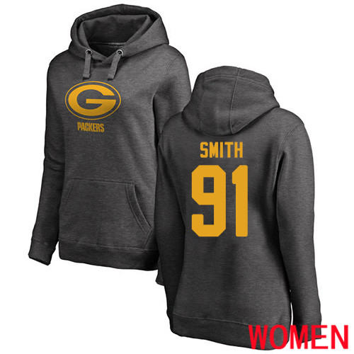 Green Bay Packers Ash Women #91 Smith Preston One Color Nike NFL Pullover Hoodie Sweatshirts->nfl t-shirts->Sports Accessory